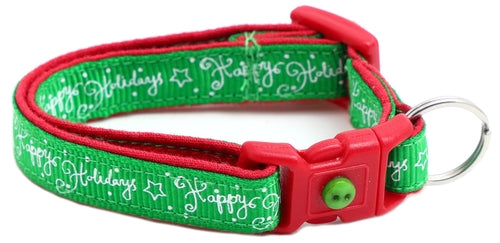 Happy Holidays on Green Cat Collar