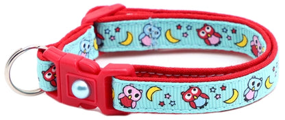Night Owls on Blue Cat Collar