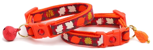 Fall Leaves on Plaid Breakaway Cat Collar