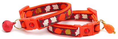 Fall Leaves on Plaid Breakaway Cat Collar