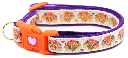 Glittery Turkeys and Hearts Breakaway Cat Collar