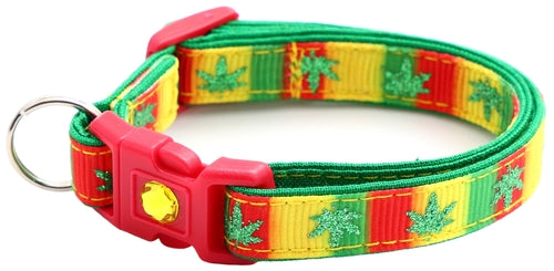 Marijuana Leaves Breakaway Cat Collar