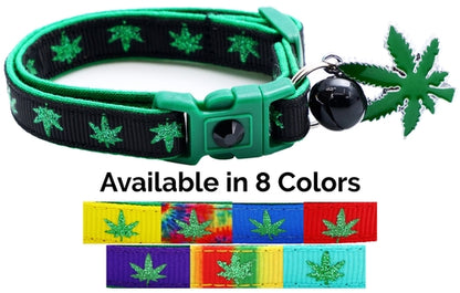 Marijuana Leaves Breakaway Cat Collar