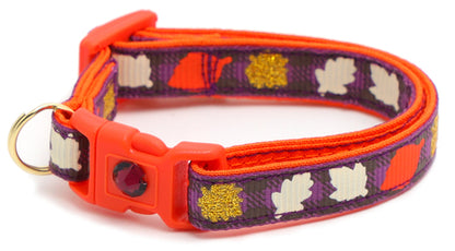 Fall Leaves on Plaid Breakaway Cat Collar