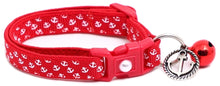 Mini Anchors on Red Breakaway Cat Collar