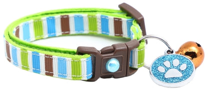 Green, Brown, and Blue Stripes Cat Collar