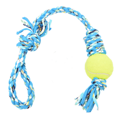 Loop/Barrel Tug Toys with Recycled Tennis Ball Dog