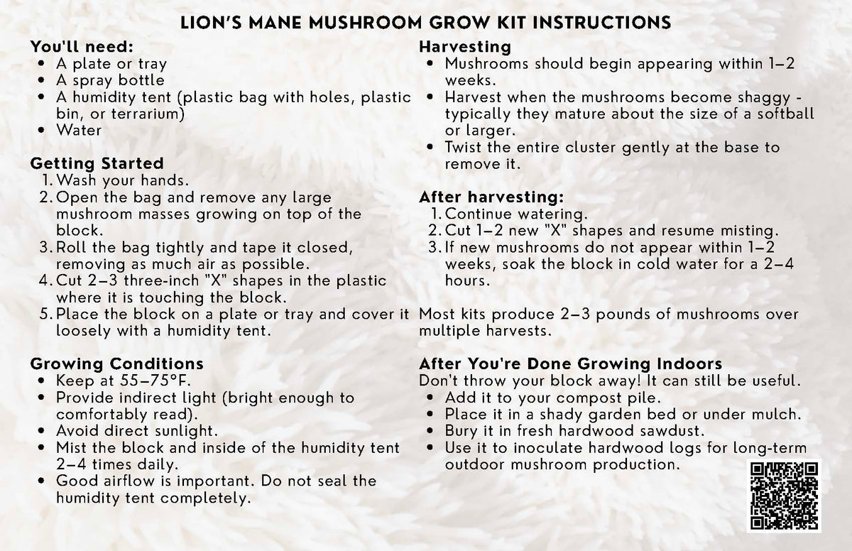 Organic Lion's Mane Mushroom Grow Kit