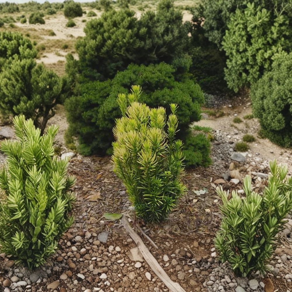 Cephalotaxus harringtonia ‘Korean Gold’ – Golden Plum Yew Evergreen Shrub in 6" Container