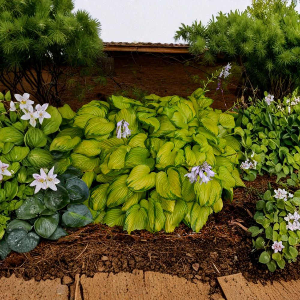Hosta 'Stained Glass' Starter Plant | Gold Variegated Leaves | Fragrant Lavender Flowers | Shade Garden Perennial