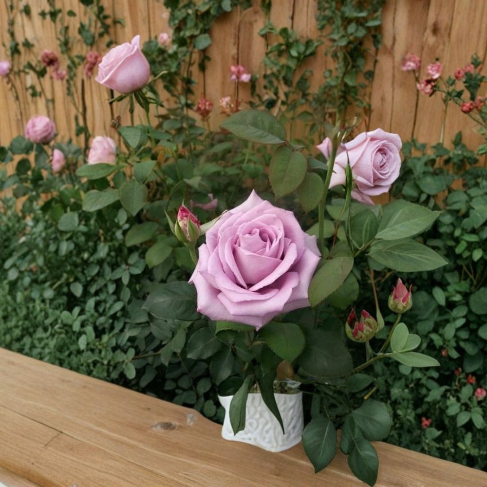 Blue Girl Rose - Hybrid Tea Rose Live Plant | 3 Gallon | Mauve Lavender Blooms | Fragrant Rose Bush