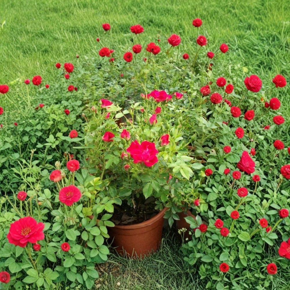 Red Drift Rose - 2 Gallon Live Groundcover Rose Bush with Vibrant Red Blooms