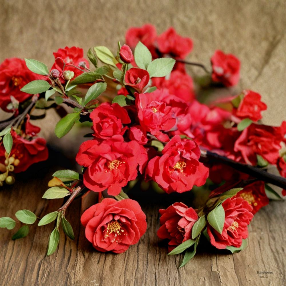 Chaenomeles speciosa 'Iwai Nishiki' – Red Flowering Quince Live Plant in 1 Gallon Pot