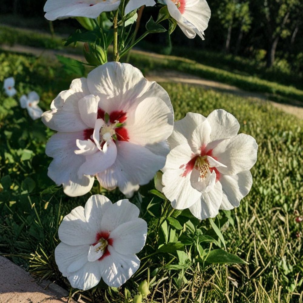 Double Flower White Rose of Sharon – Hibiscus syriacus Live Plant | 1 Gallon