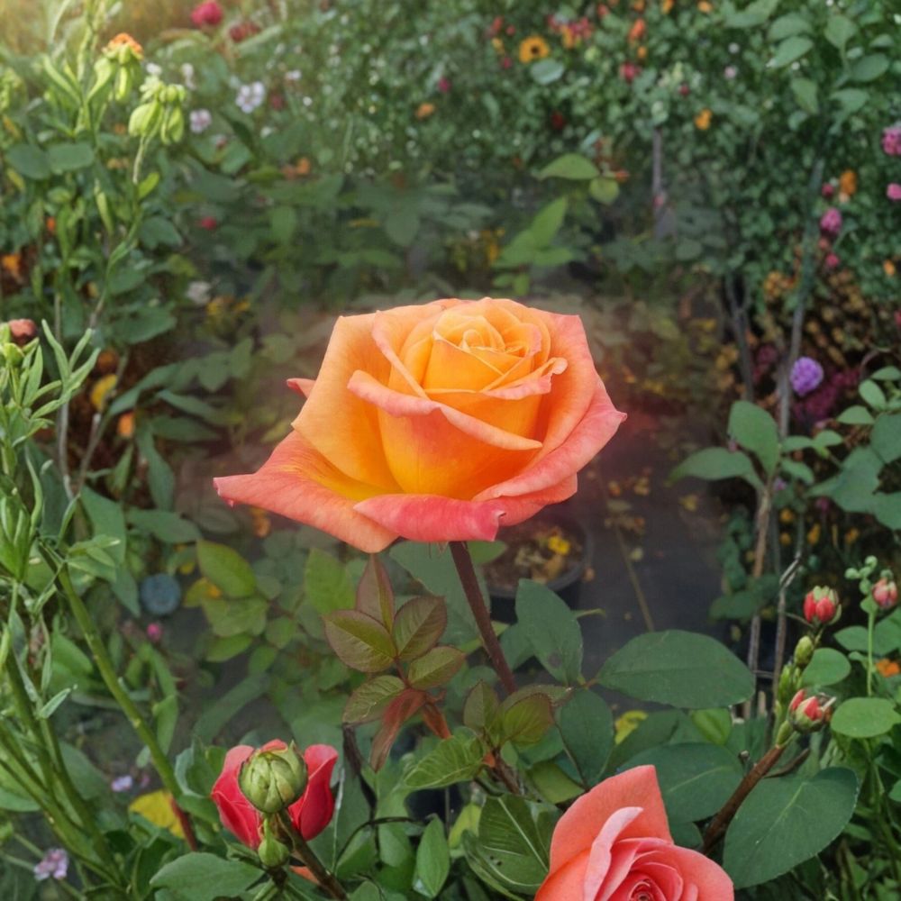 Arizona Grandiflora Rose Live Plant | 3 Gallon Orange Yellow Flowering Rose Bush