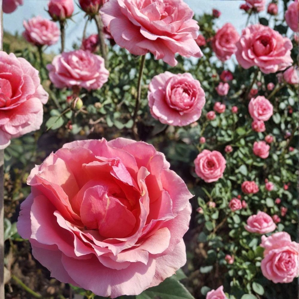 Princesse de Monaco Grandiflora Rose – 5 Gallon Pink Flowering Shrub | Rosa Hybrid Live Plant