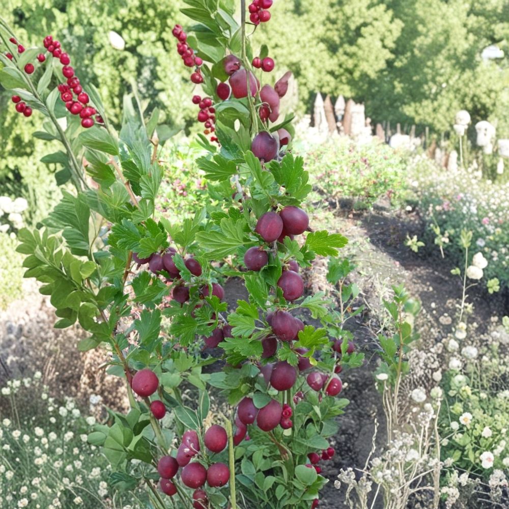 Hinnomaki Red Gooseberry Live Rooted Plant | Sweet Self-Pollinating Berry Shrub Zones 3-7