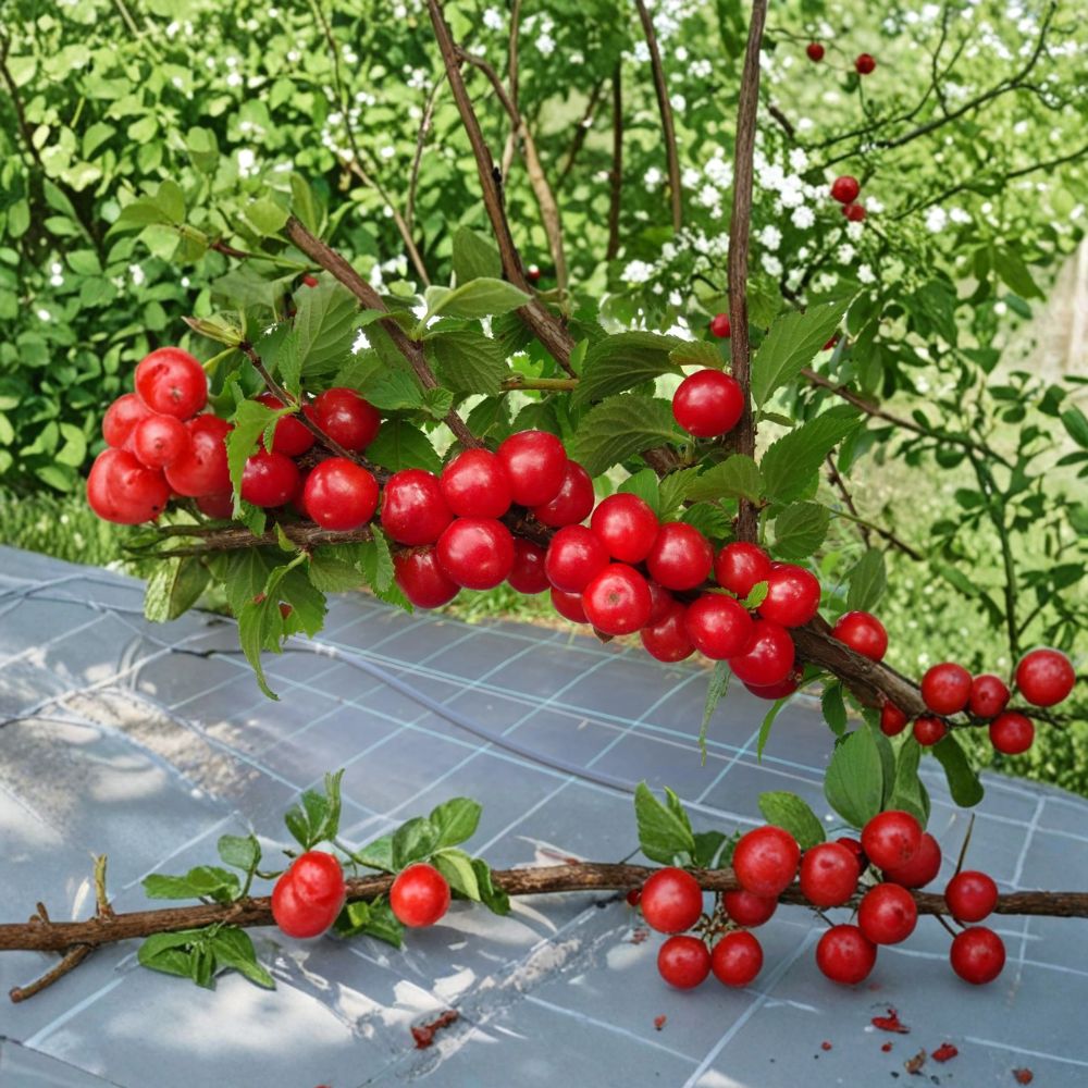 Nanking Red Cherry Bush – Dormant Rooted Plant | Prunus tomentosa | Cold Hardy Edible Fruit Shrub Zones 2–7
