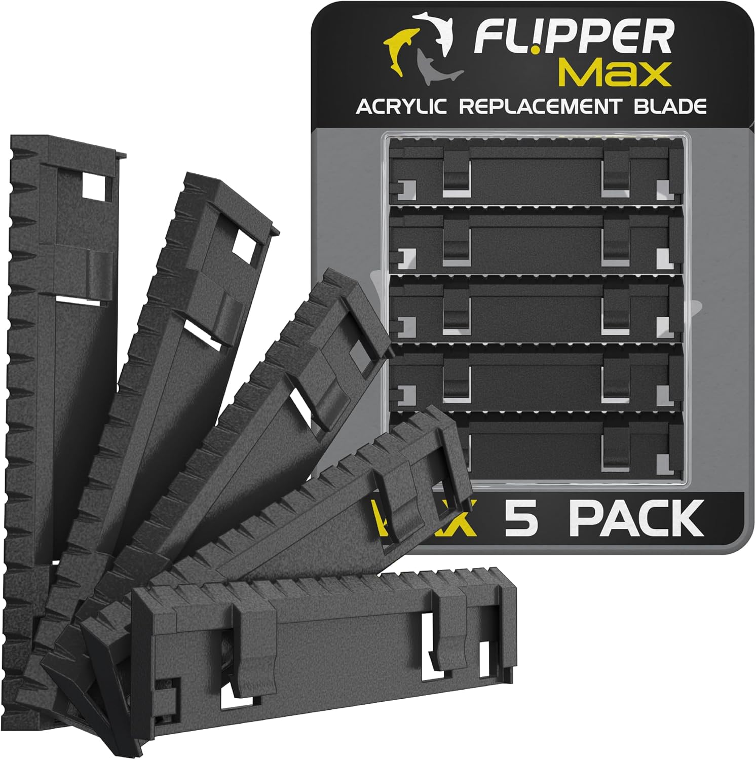 Flipper Max Abs Replacement Blades Straight Edge 5 Pack Acrylic Tanks