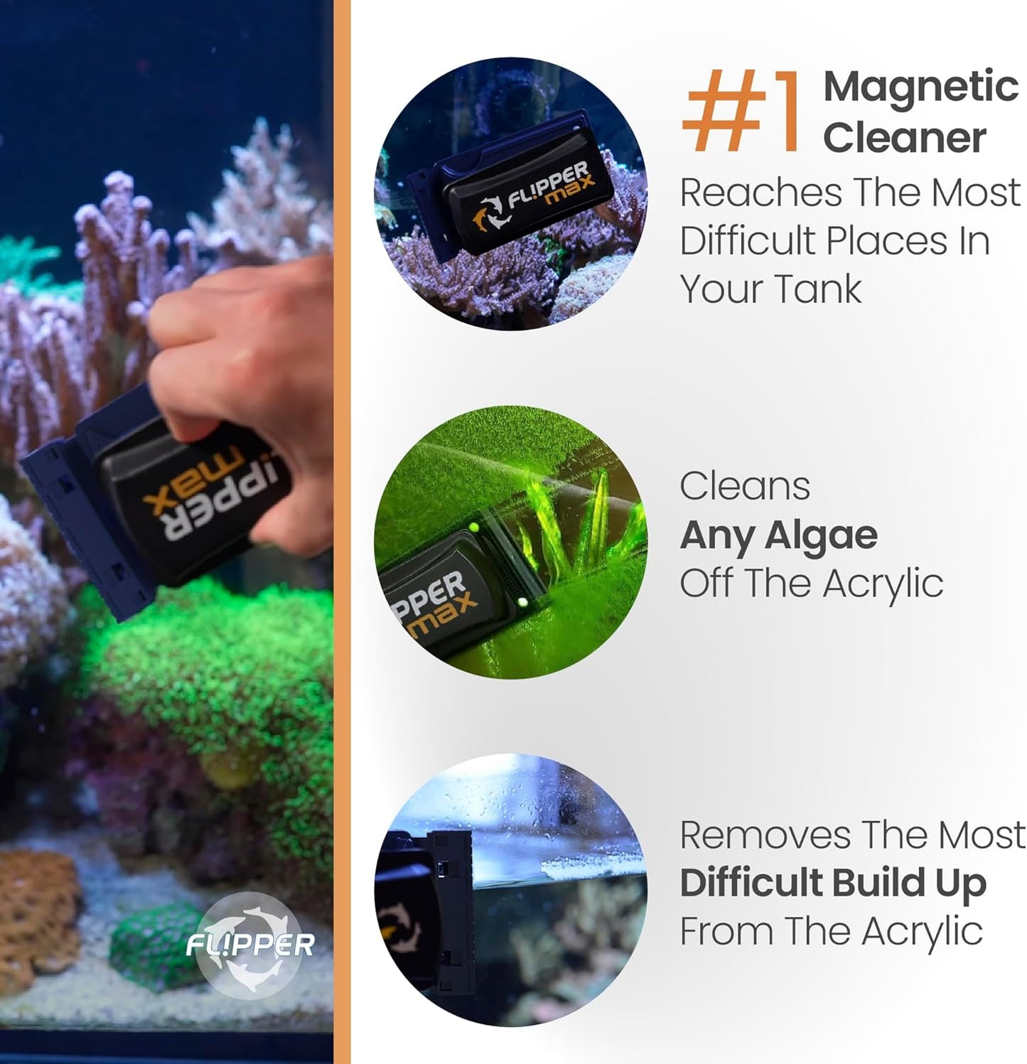 Flipper Max Abs Replacement Blades Straight Edge 5 Pack Acrylic Tanks