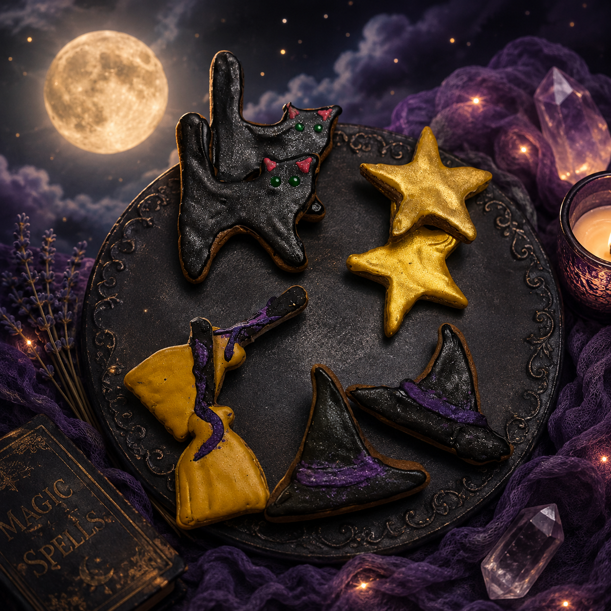 Moon Magic Halloween Dog Cookies | Organic Handmade Dog Treats
