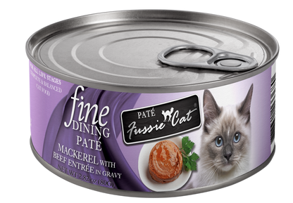 Fussie Cat Fine Dining - Pate - Mackerel with Beef Entree in gravy (2.82oz)
