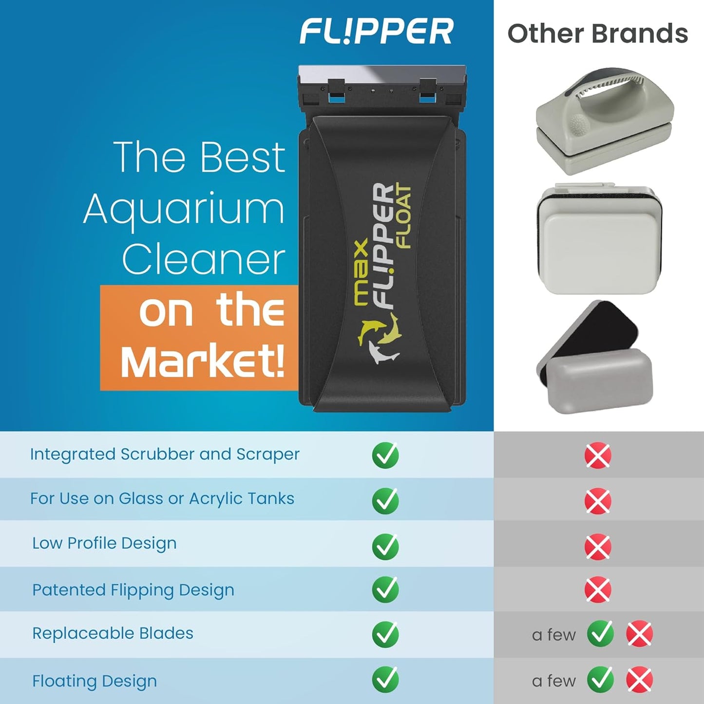 Flipper Max Float 2 In 1 Magnetic Aquarium Algae Cleaner