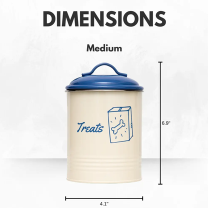 Country Living Set Of 3 Pet Treat Canisters Dog Treat Storage French Blue Lid