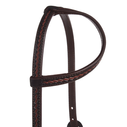 WD-RTSEH-HO-18 Heavy Oiled Rope Tooling Double Flower Buckle Single Ear Headstall
