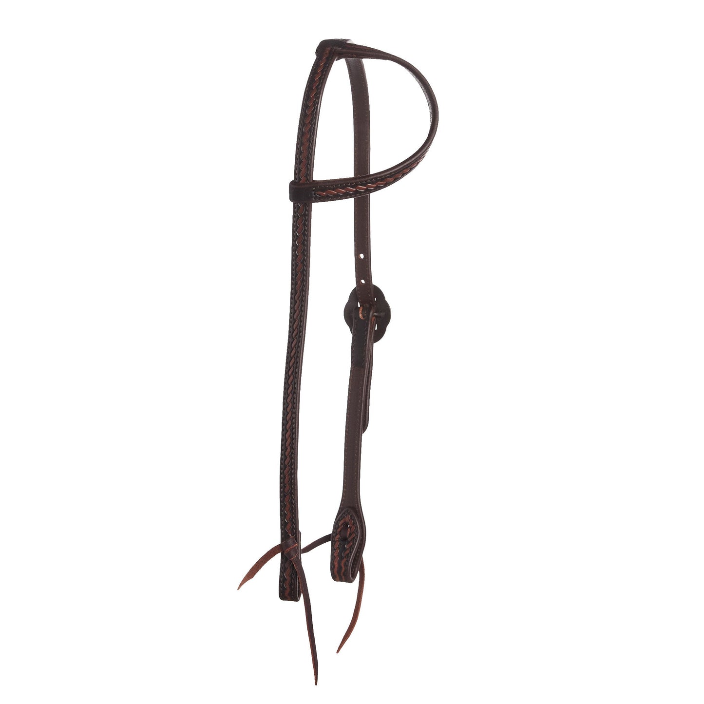 WD-RTSEH-HO-18 Heavy Oiled Rope Tooling Double Flower Buckle Single Ear Headstall
