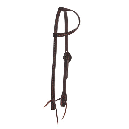WD-RTSEH-HO-18 Heavy Oiled Rope Tooling Double Flower Buckle Single Ear Headstall