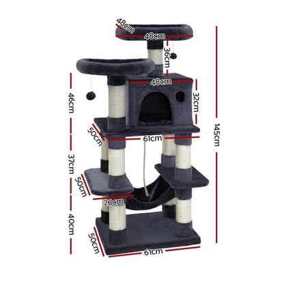 I Pet Cat Tree 145Cm Tower Scratching Post Scratcher Wood Condo House