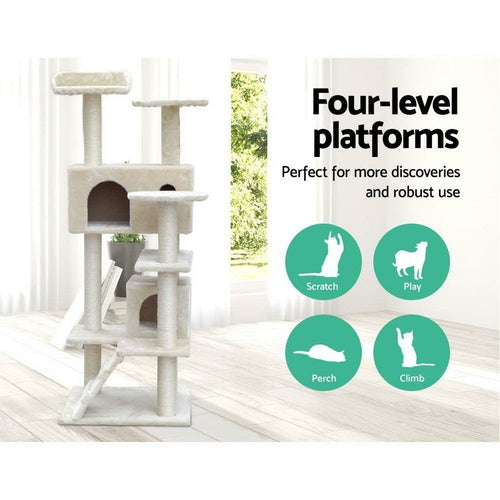 I Pet Cat Tree 134Cm Tower Scratching Post Scratcher Wood Condo House