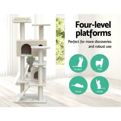 I Pet Cat Tree 134Cm Tower Scratching Post Scratcher Wood Condo House