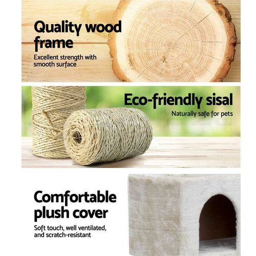 I Pet Cat Tree 134Cm Tower Scratching Post Scratcher Wood Condo House