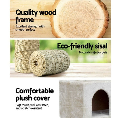 I Pet Cat Tree 134Cm Tower Scratching Post Scratcher Wood Condo House