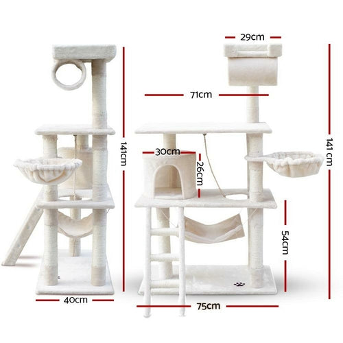 I Pet Cat Tree 141Cm Tower Scratching Post Scratcher Condo Wood House 1