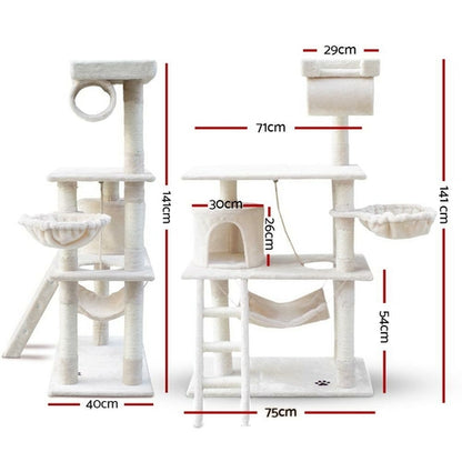 I Pet Cat Tree 141Cm Tower Scratching Post Scratcher Condo Wood House 1