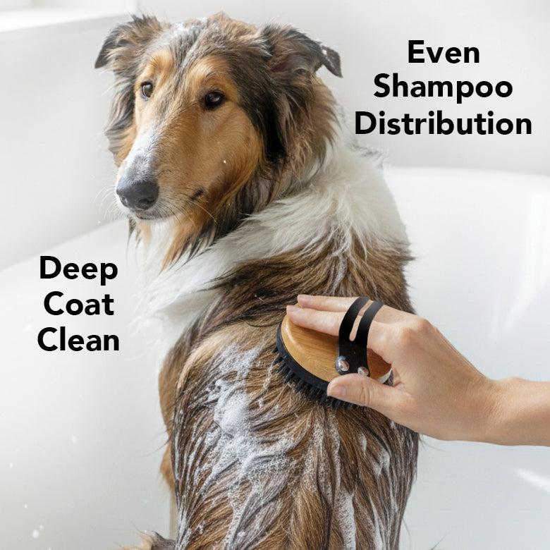 THE BATH BRUSH Dual-Use Silicone Grooming Brush — De-Shedding, Massaging & Waterproof Tool for Dogs