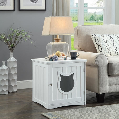 Cat House Side Table Nightstand Pet House Litter Box Enclosure