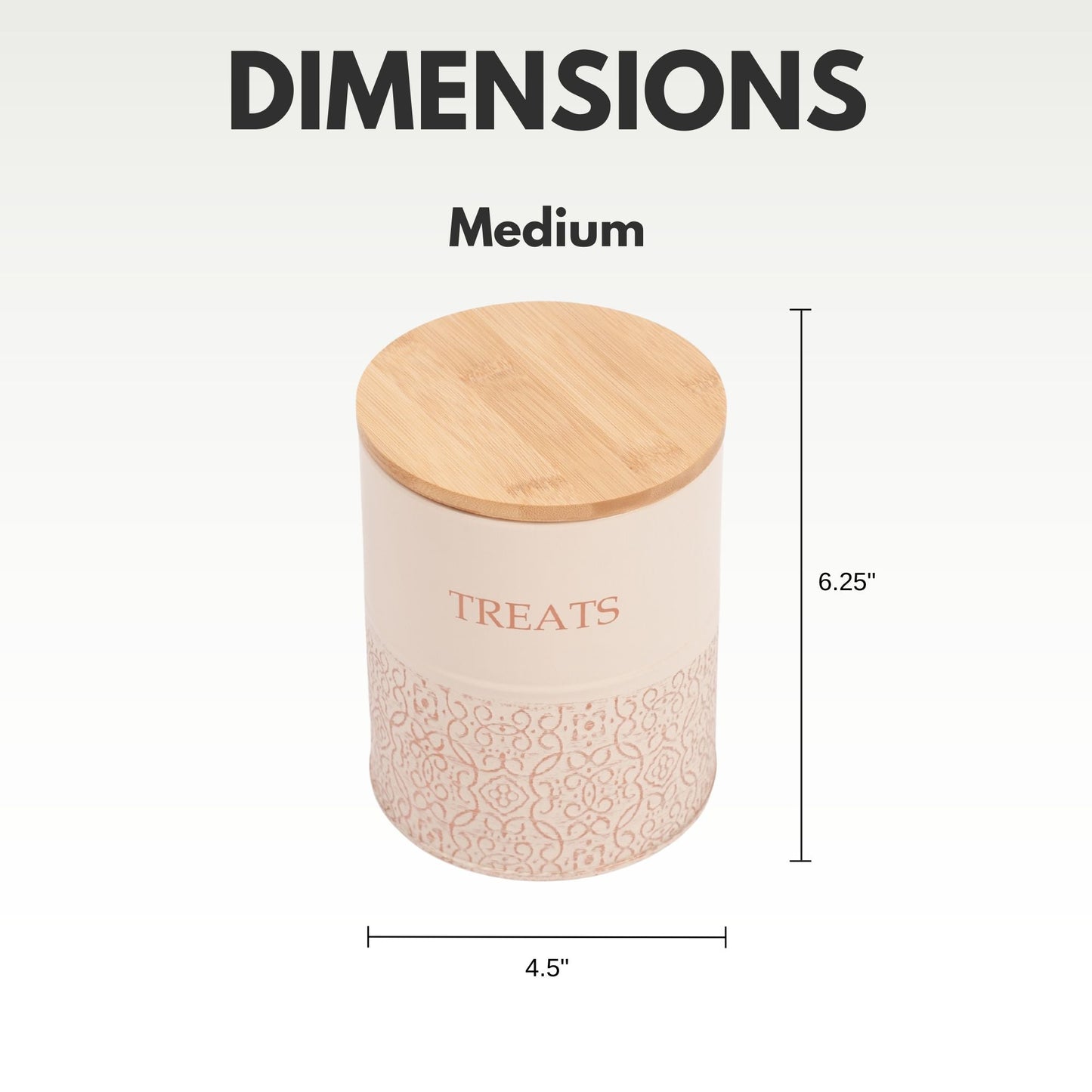 Country Living Dog Treat Canisters Set Of 2 Carbon Steel Jars With Bamboo Lids White Swan