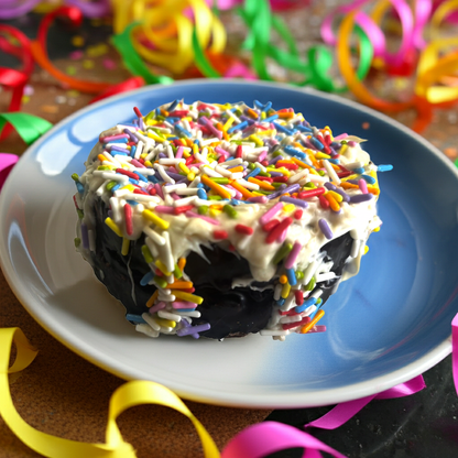 Pawfetti Cakes – Peanut Butter Frosted Rice Cake Dog Treat