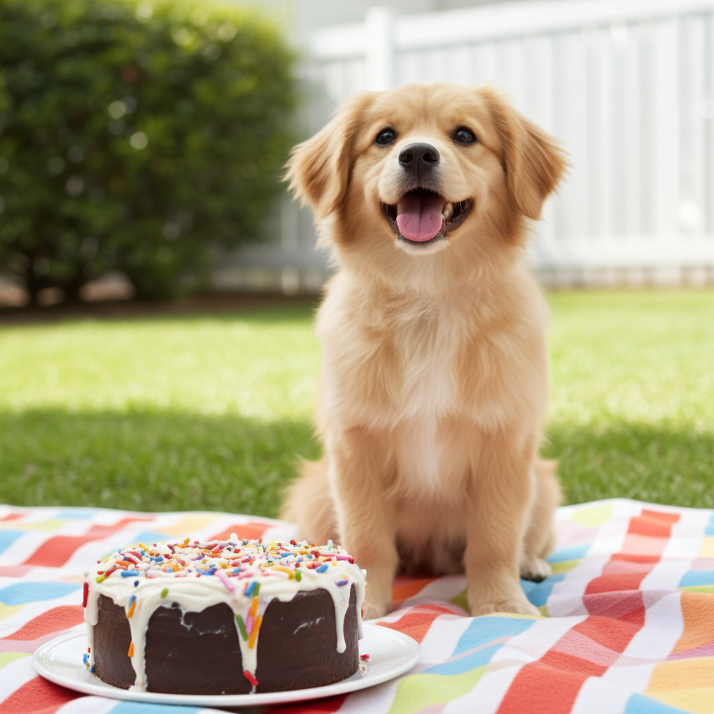 Pawfetti Cakes – Peanut Butter Frosted Rice Cake Dog Treat
