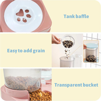 Automatic Cat Feeder Water Dispenser Set 2 In 1 Tilted Automatic Pet Food And Water Feeder Gravity Food Feeder And Waterer