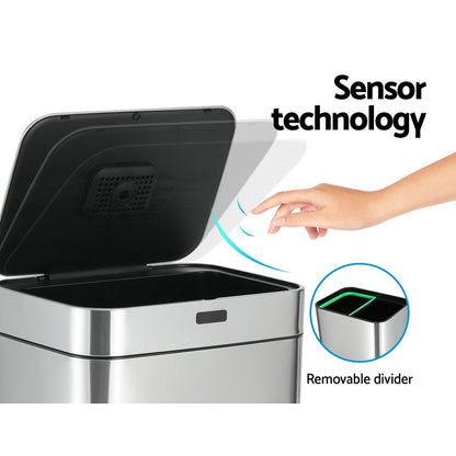 NNEDSZ 70L Motion Sensor Bin Pedal Bins Automatic Siver