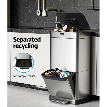 NNEDSZ 70L Motion Sensor Bin Pedal Bins Automatic Siver