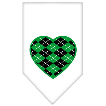 Pet and Dog Bandana Screen Printed, "Green Argyle Heart"