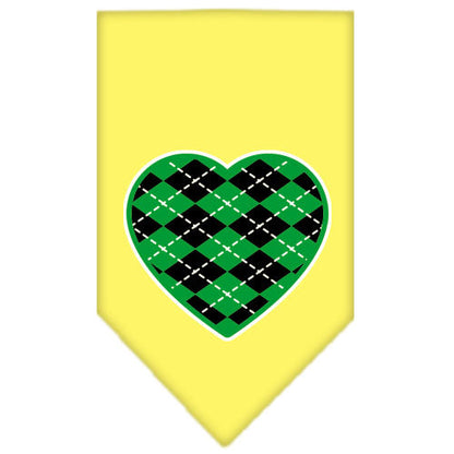 Pet and Dog Bandana Screen Printed, "Green Argyle Heart"