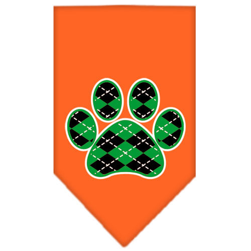 Pet and Dog Bandana Screen Printed,  "Green Argyle Paw"