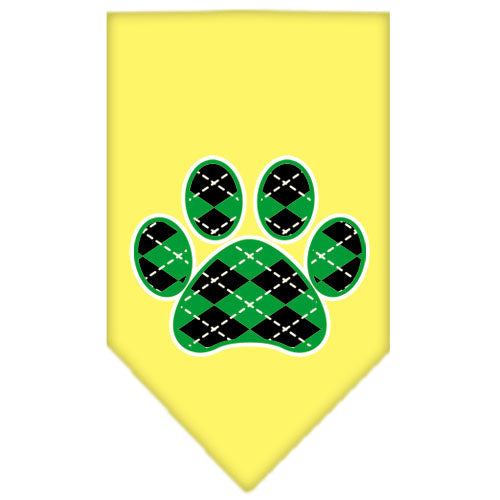 Pet and Dog Bandana Screen Printed,  "Green Argyle Paw"